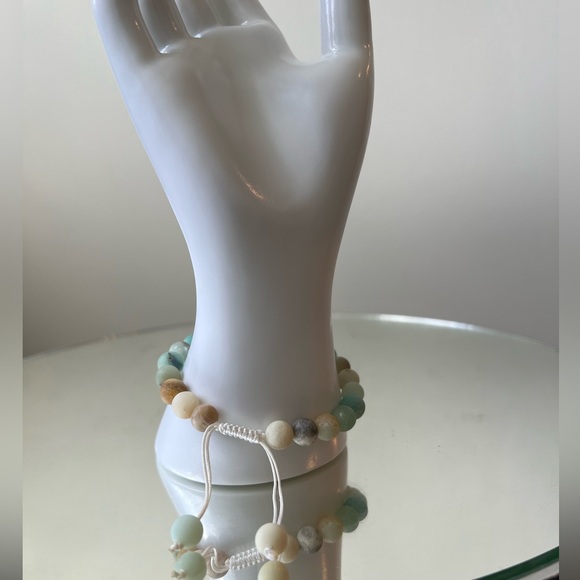 Handmade genuine gemstone bracelet is Amazonite.This bracelet is adjustable - Picture 3 of 6